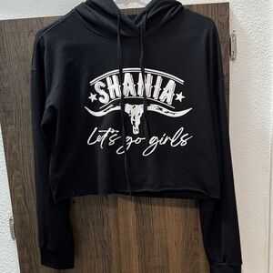 Black Graphic Crop Top Hoodie